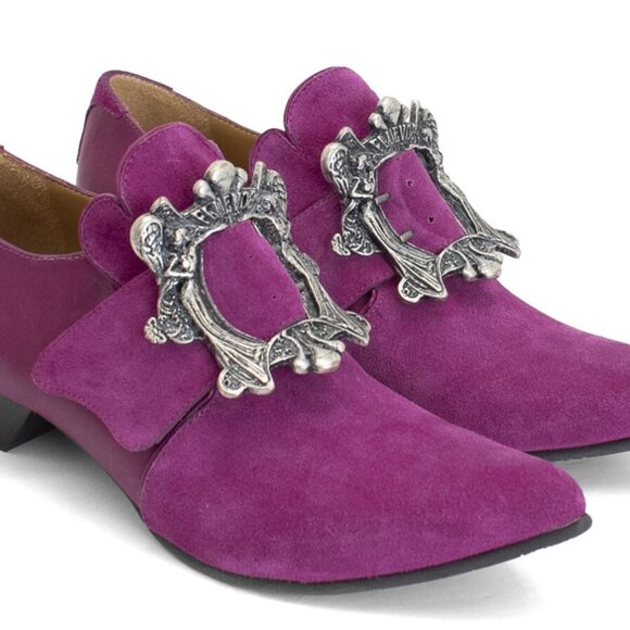John Fluevog Shoes - Fluevog  - Truth  Luiza Loafers with Angel Buckle  - Purple (Magenta)